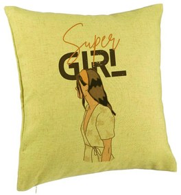 Perna Decorativa, Model Super Girl, 40x40 cm, Verde, Husa Detasabila, Burduf