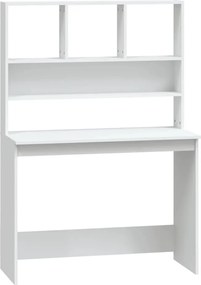vidaXL Birou cu rafturi, alb, 102x45x148 cm, lemn compozit