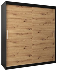 Dulap de haine 180 cm Toki (negru mat + stejar artisan). 1064837