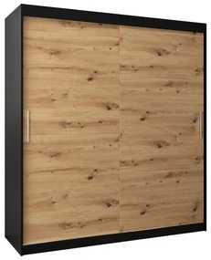 Dulap de haine 180 cm Toki (negru mat + stejar artisan). 1064837