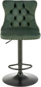 Scaun bar H117, verde/negru, stofa catifelata/otel, 47x52x96/118 cm