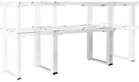 Masă înălțime reglabilă OfficeTech Strong 240 x 80 cm, picioare albe, nuc
