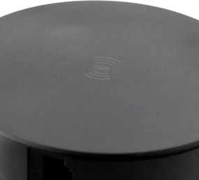 Priza incorporabila in blat Comfort Plus GTV, incarcator wireless 5W, 4 prize Schuko, 2 x USB A, 2 x RJ45, negru, D: 120 mm D:120 mm, Aluminiu