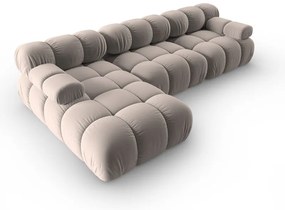 Colțar modular maro deschis cu tapițerie din catifea (cu colț pe partea stângă ) Bellis – Micadoni