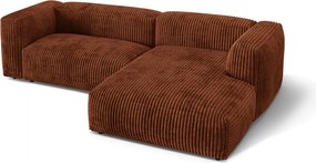 Coltar modular dreapta 2 locuri, Martina-212, Micadoni Home, 283x176x75 cm, velur, caramiziu
