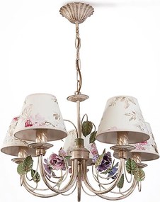 BRILAGI - Candelabru suspendat pe lanț CAMELLIA 5xE14/40W/230V multicolor/bej/patină