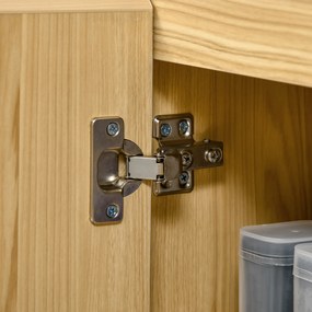 kleankin Mobilier sub chiuvetă de baie dulap sub vas dublu - 60 x 30 x 62,5 cm - Negru și Culoare Lemn | Aosom Romania