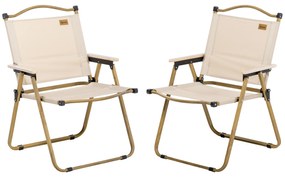 Outsunny Set de 2 scaune de camping scaun de pescuit pliant - tesatura Oxford si structura din otel 54 x 59 x 78 cm kaki | Aosom Romania