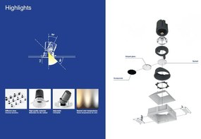 Spot LED incastrabil DEEP60 Downlight square white 60° 2700K honeycomb