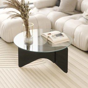 Măsuță de cafea neagră rotundă cu blat din sticlă 87x87 cm Madera – Umbra