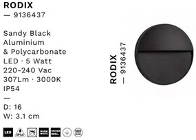 Spot LED aplicat iluminat scari exterior RODIX negru IP54
