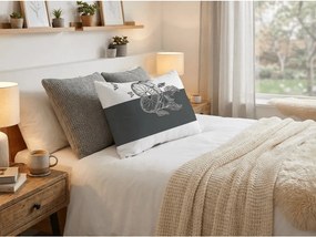 Fata de perna din policoton TIRSO POLY 50x70 cm, buton alb-gri