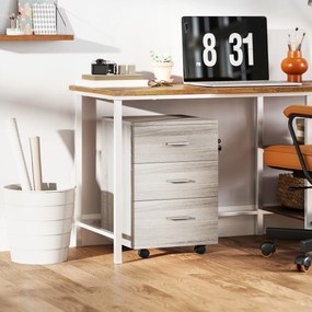 Vinsetto Comodă de birou cu 3 sertare Roți Încuietoare 2 Chei Arhivator Mobil pentru Studiu Living 40x40x61,5 cm Gri | Aosom Romania