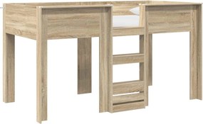vidaXL Pat Etajat pentru Copii cu saltea Stejar Sonoma 100 x 200 cm