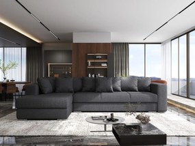 Colțar extensibil dumonde cu ladă de depozitare si sezut confortabil din spuma high-density, Gloria Enjoy Grafit II 320x183 cm