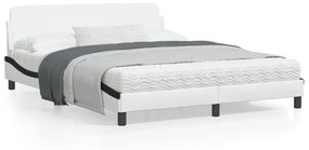 373224 vidaXL Cadru de pat cu tăblie, alb/negru, 160x200 cm, piele ecologică