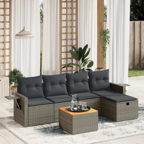 3264945 vidaXL Set mobilier grădină cu perne, 6 piese, gri, poliratan