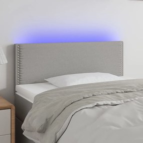 3121454 vidaXL Tăblie de pat cu LED, gri deschis, 90x5x78/88 cm, textil