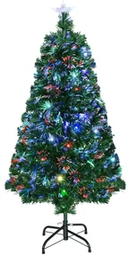 Brad artificial, pom de Craciun, brad verde cu 16 becuri LED, decoratiune de Craciun 120 cm HOMCOM | Aosom Romania