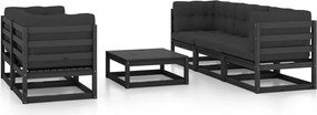 vidaXL Set mobilier grădină cu perne, 6 piese, lemn masiv pin