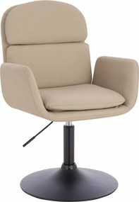 HR480N Scaun Crem Piele Ecologica Premium Soft cu Bază Neagră