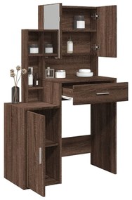 vidaXL Masă de toaletă cu dulap, stejar maro, 80x35x132 cm