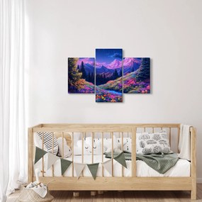 Tablou - Peisaj violet la lună plină (90x60 cm)