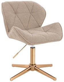 HR111CROSS Scaun Latte Boucle cu Bază Aurie