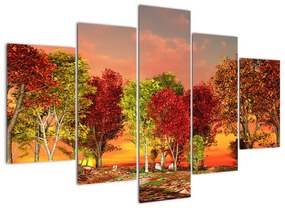 Tablou modern - copaci colora?i (150x105cm)