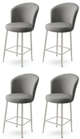 Set de scaune de bar Alte Grey și Chrome, 4 bucăți