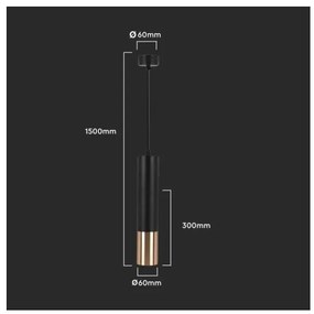 Lustră pe tijă 1xGU10/35W/230V 30 cm neagră/aurie