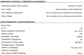 Pendul design retro realizat manual din ceramica si metal GRUNGE