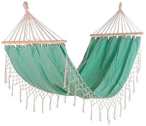 Hamac Cozy din bumbac verde si franjuri 274x80x28 cm