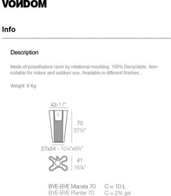 Ghiveci de flori / Jardiniera plante design decorativ modern pentru amenajari interioare si exterioare, BYE-BYE PLANTER 58004R Vondom