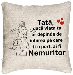 Perna Decorativa Canapeacu Text pentru Tata 8, 40x40 cm, Cu fermoar