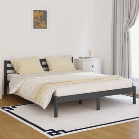 810442 vidaXL Cadru de pat, gri, 160x200 cm, lemn masiv de pin