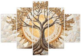 Tablou – Arborele vieții auriu în mozaic (150x105 cm)