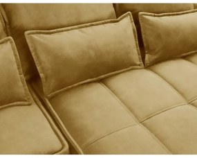 Colțar galben extensibil/cu spațiu de depozitare cu tapițerie din catifea (cu colț pe partea dreaptă/cu șezlong) Campo – ELTAP