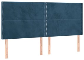 Cadru de pat cu tablie, albastru inchis, 180x200 cm, catifea Albastru inchis, 180 x 200 cm, Culoare unica si cuie de tapiterie