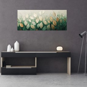 Tablou - Frunze verzi-aurii (120x50 cm)