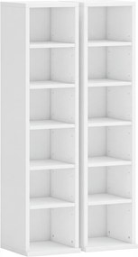 HOMCOM Set de 2 etajere coloane dulap pentru depozitare CD-DVD 12 compartimente 21 x 22,5 x 88,5 cm capacitate 204 CD-uri alb | Aosom Romania