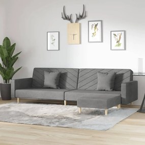 3081820 vidaXL Canapea pat cu 2 locuri, cu 2 perne&taburet, gri închis, textil