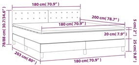 Pat cu arcuri, saltea si LED, crem, 180x200 cm, textil Crem, 180 x 200 cm, Nasturi de tapiterie