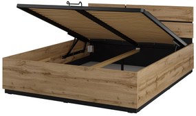 Pat matrimonial 160 cm Crossroad S51 (stejar wotan + negru) (lift cu gaz). 1118258