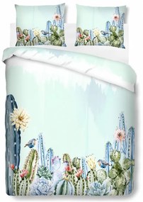 Lenjerie de pat dubla cactus, Bedora, bumbac ranforce, 4 piese