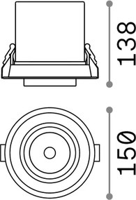 Ideal Lux - Spot LED încastrat NOVA, 30W, 230V, CRI90, Ø 13,8 cm, negru