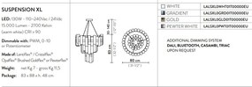 Lustra LED moderna design Art Deco realizata manual LA LOLLO XL PEWTER