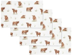Suporturi pentru farfurii 4 buc. din bumbac 30x46 cm Angus Highland Cow – Catherine Lansfield