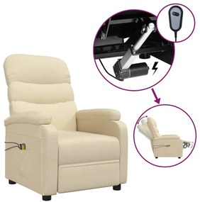 vidaXL Fotoliu de masaj electric rabatabil, crem, textil