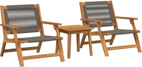 vidaXL Scaune de Grădină cu Masă 3 pcs Gri Lemn Solid de Acacia